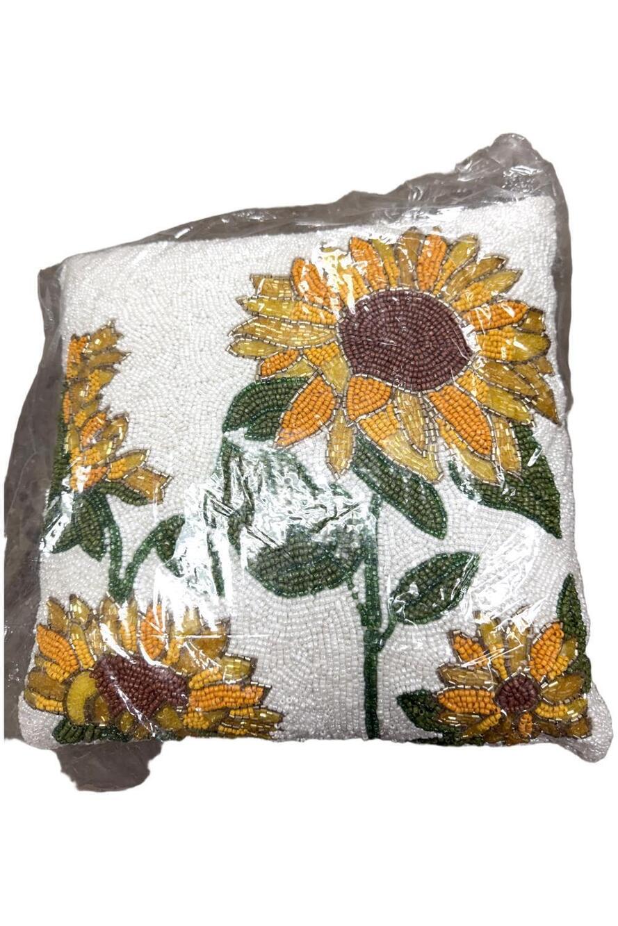 Temp-tations Harvest 2-Pack 14" Beaded Pillows Sunflower